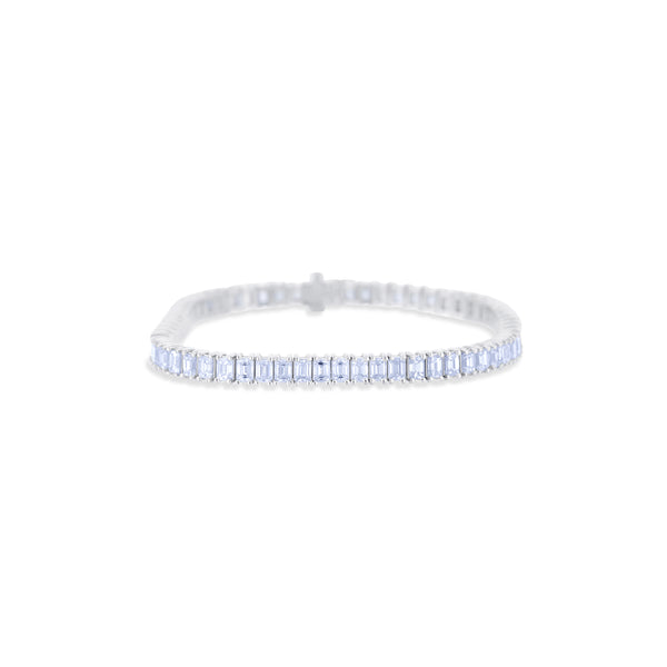 18K White Gold Emerald-Cut Bracelet 9"
