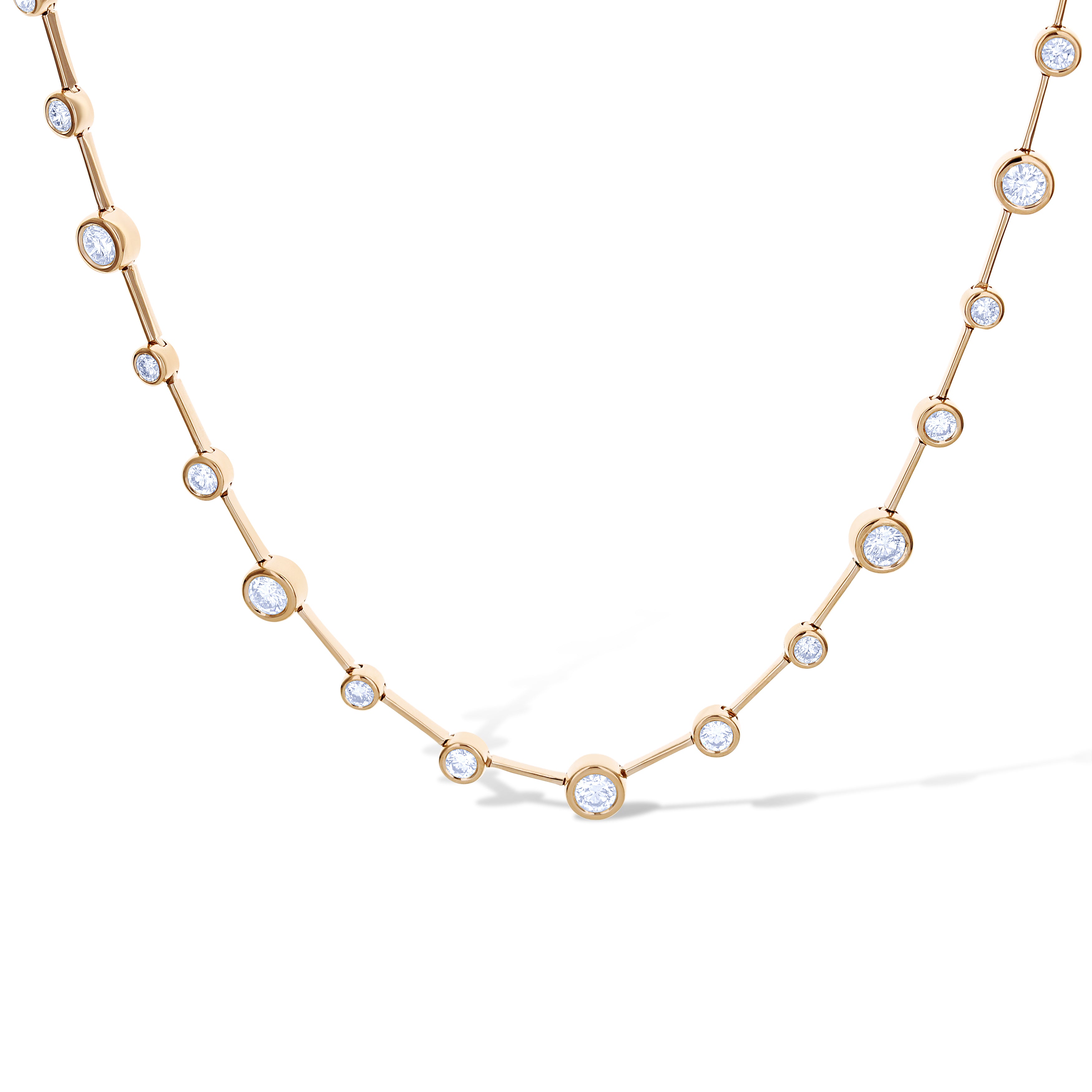 14K Rose Gold Bezel Set Diamond Necklace