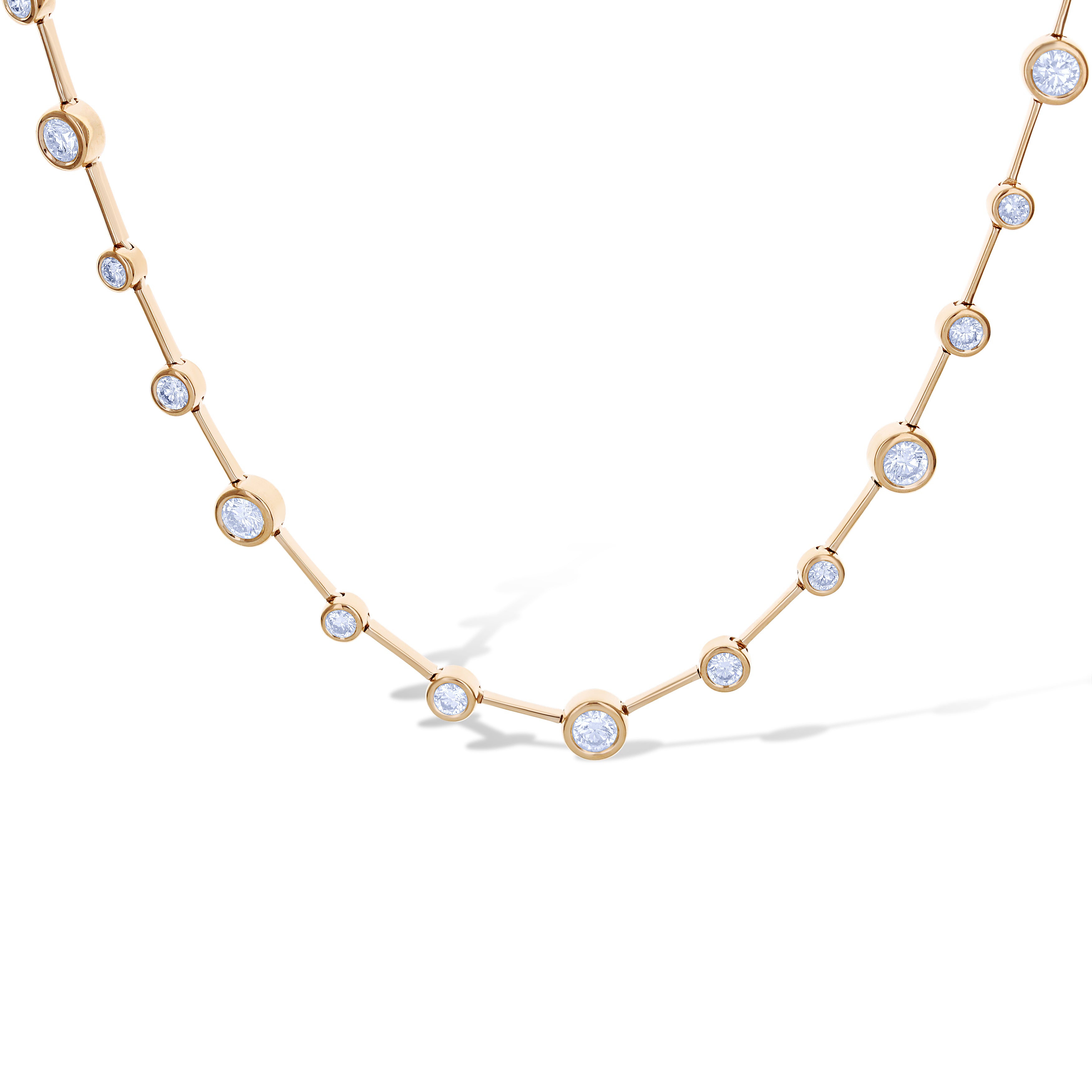 14K Rose Gold Bezel Set Diamond Necklace