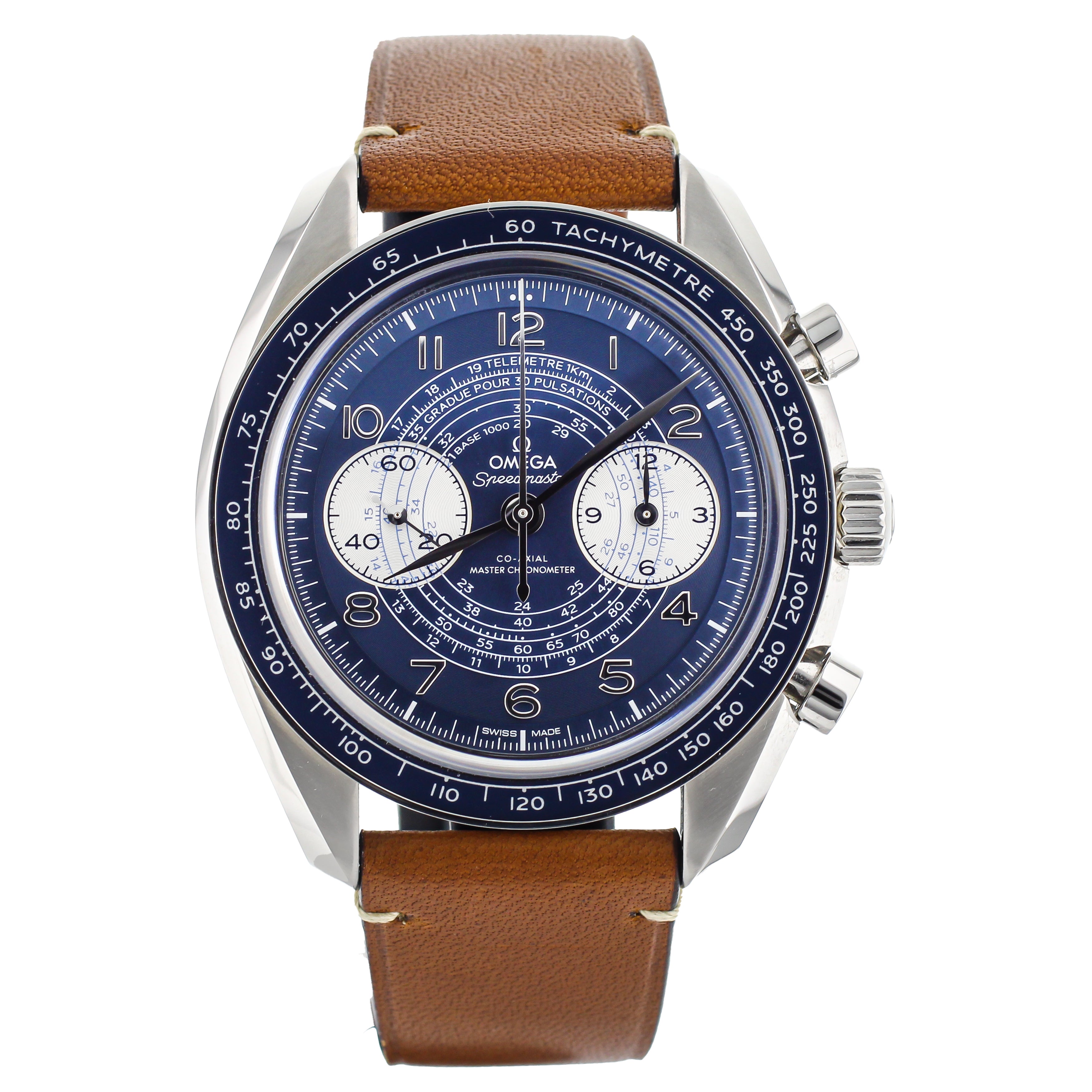 Omega Speedmaster Chronoscope Blue Dial Calf Manual 43mm 32932435103001 Full Set