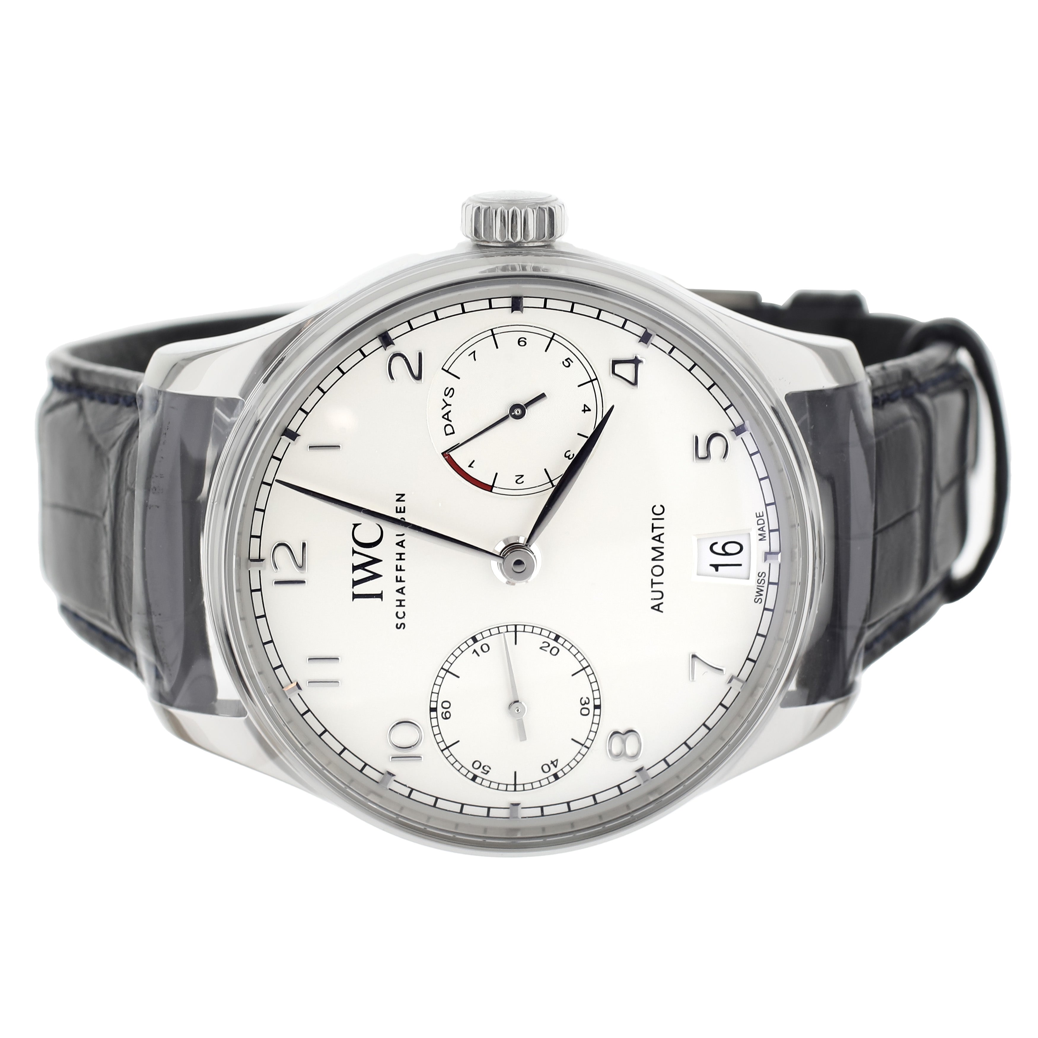 IWC Portugieser Automatic 7 Days Stainless Steel Silver Dial Alligator