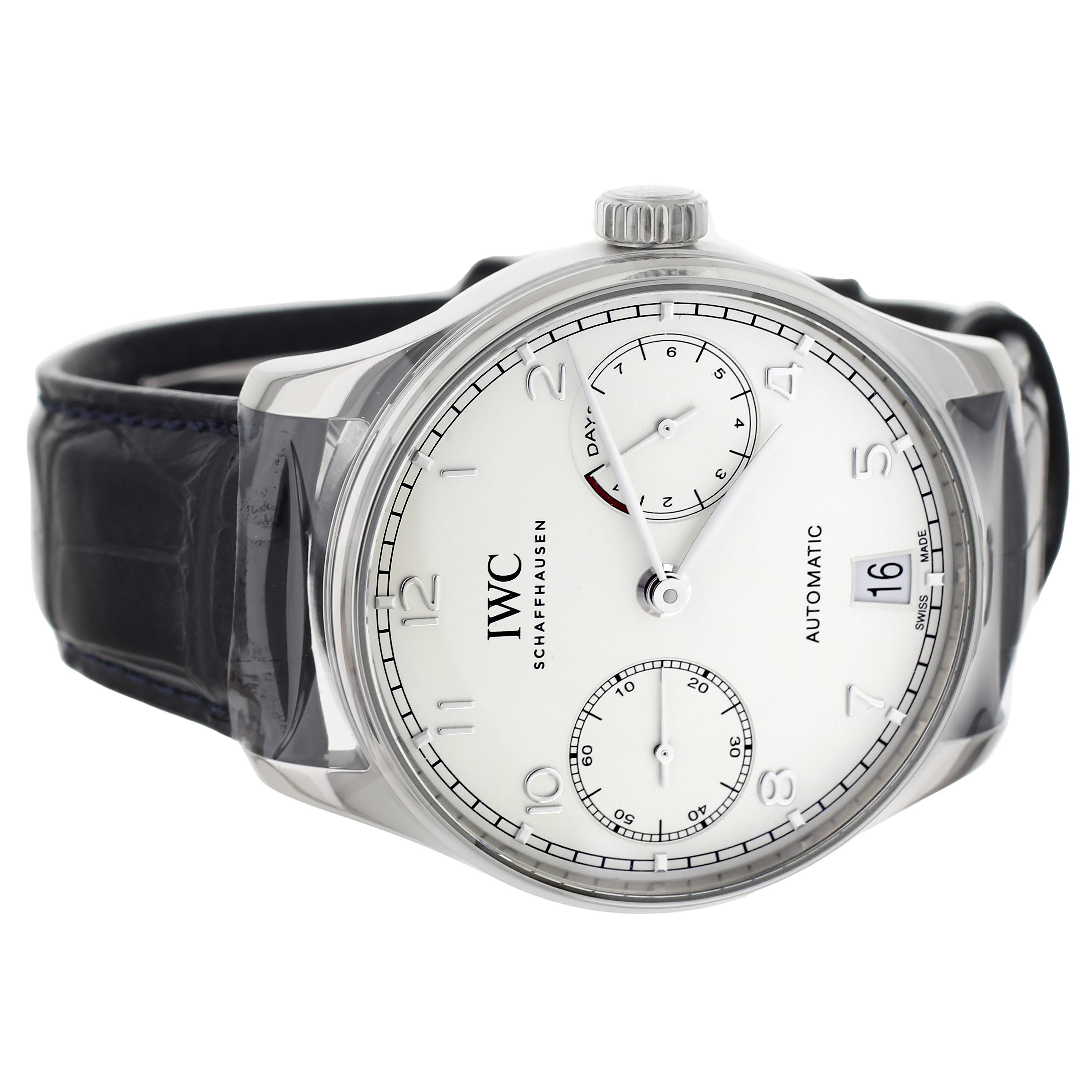 IWC Portugieser Automatic 7 Days Stainless Steel Silver Dial Alligator IW500712