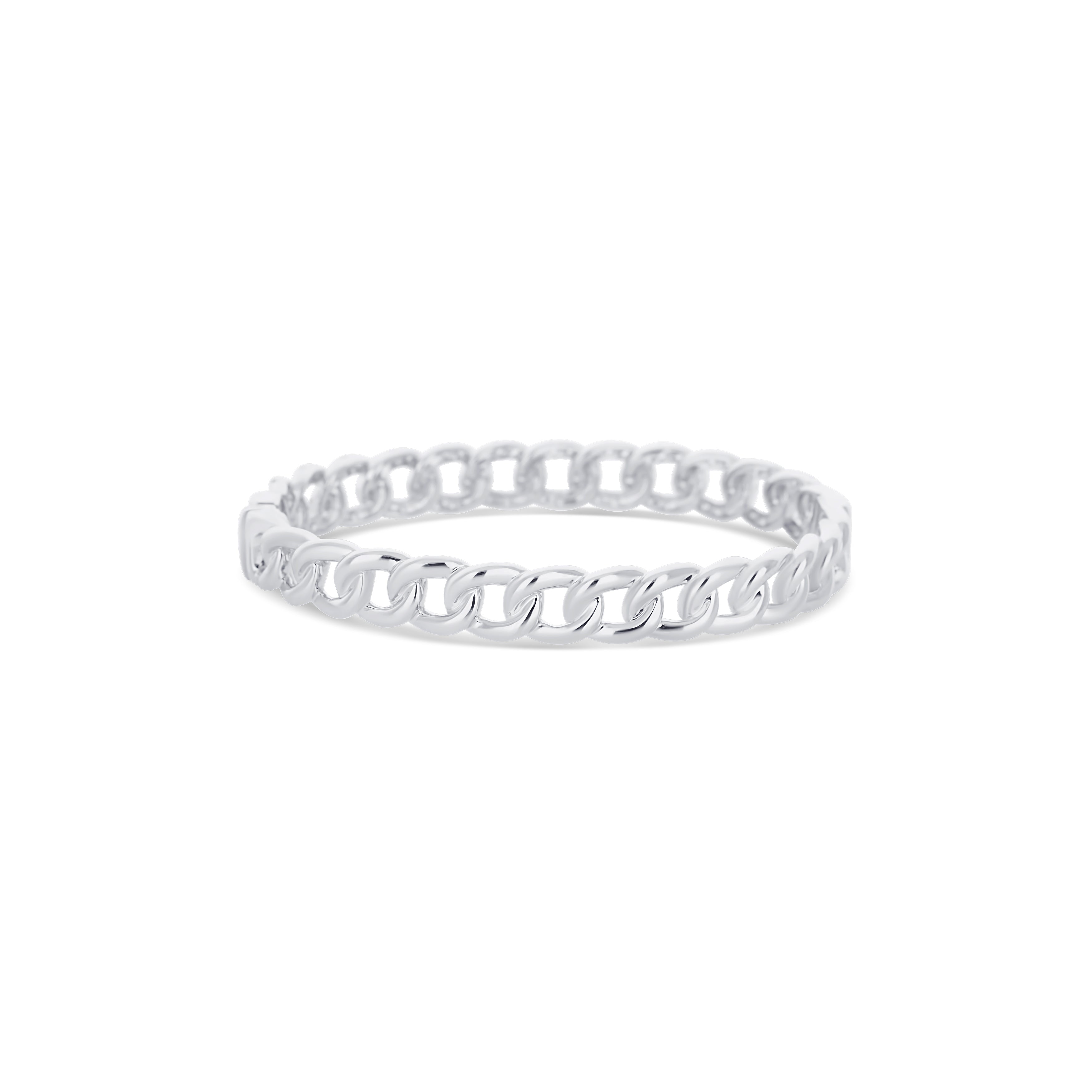 18K White Gold Diamond Round Interlocking Design Bracelet