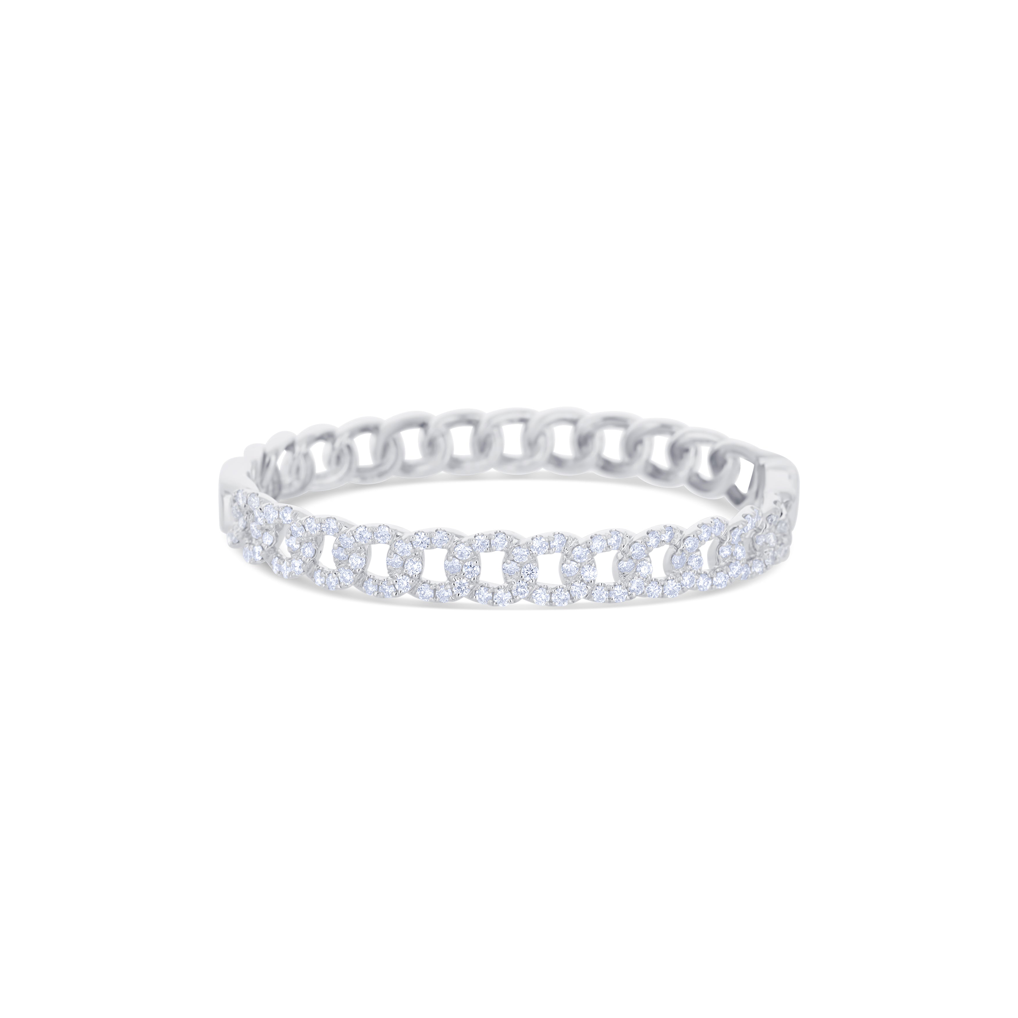 18K White Gold Diamond Round Interlocking Design Bracelet