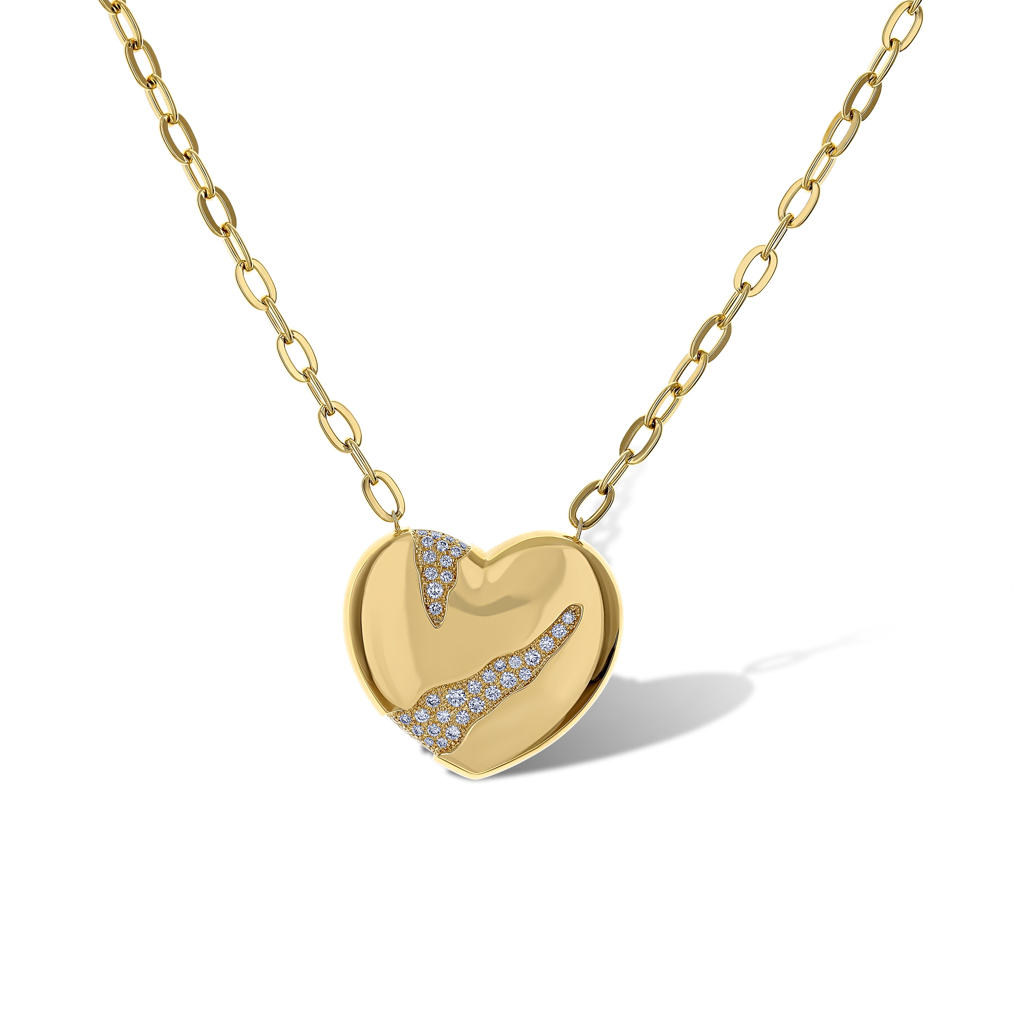 Leo Pizzo 18K Yellow Gold Heart With Diamond Detail