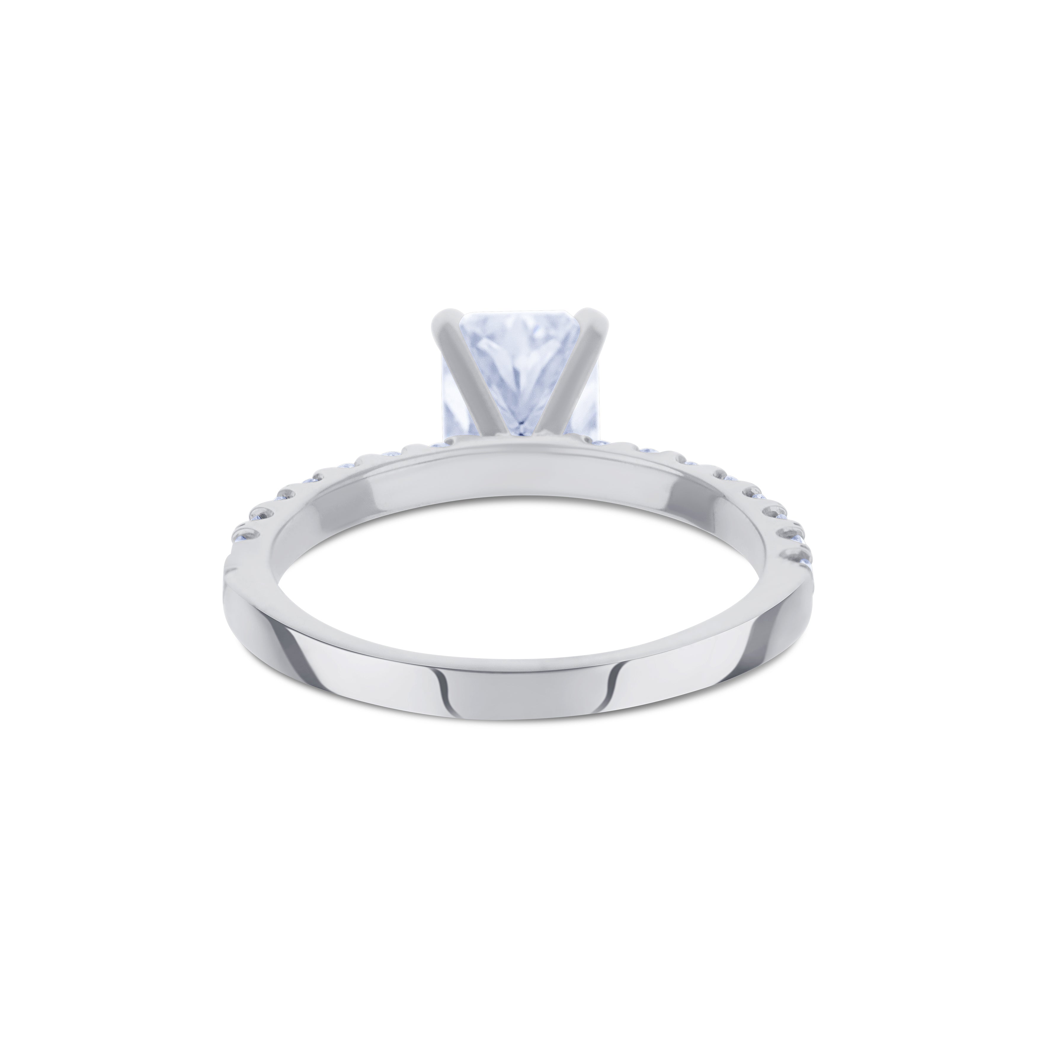 14K White Gold Ring With A 1.60 Carat Cut-Cornered Rectangular Diamond