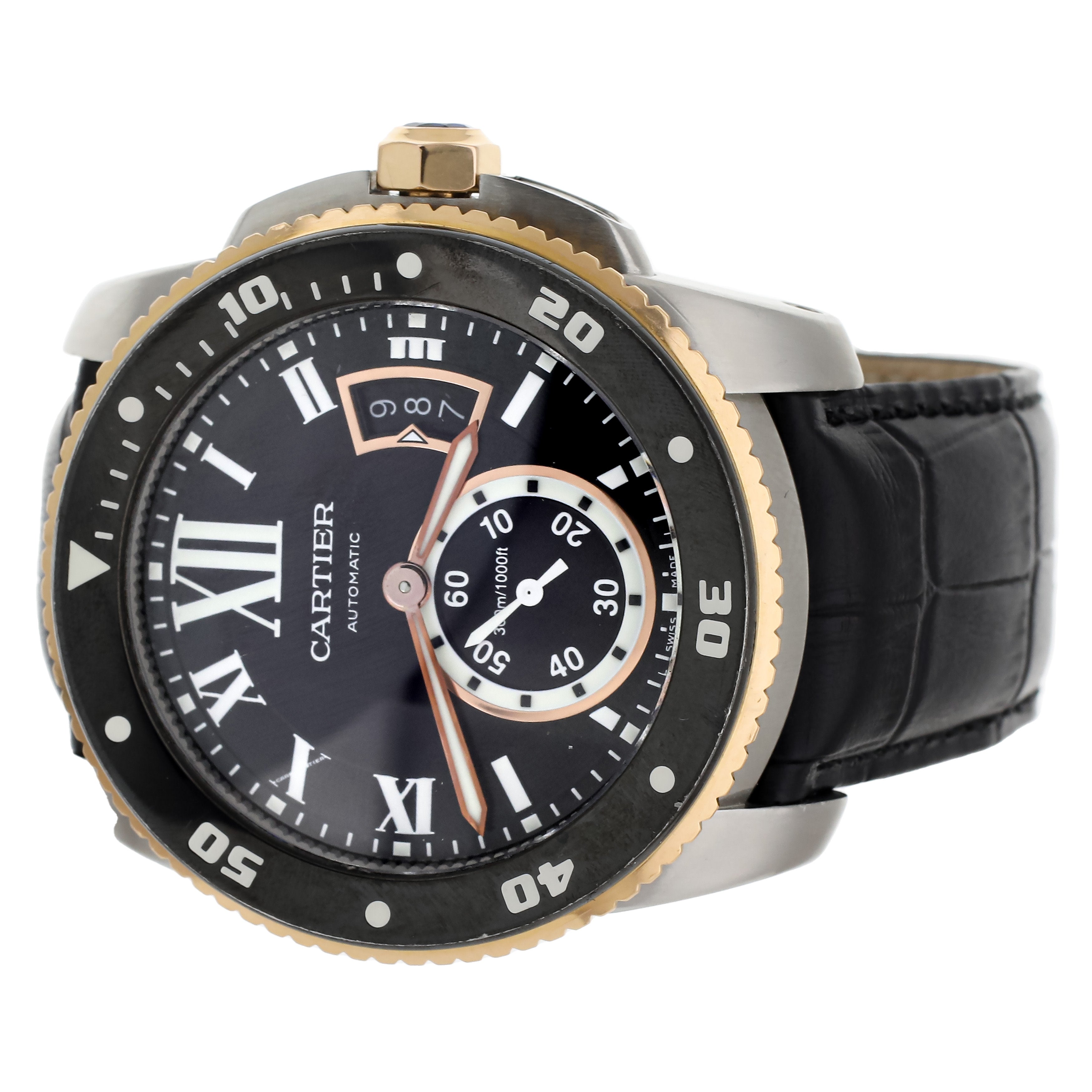 Cartier Calibre Diver Steel and Rose Gold on Alligator Strap 42mm W7100055