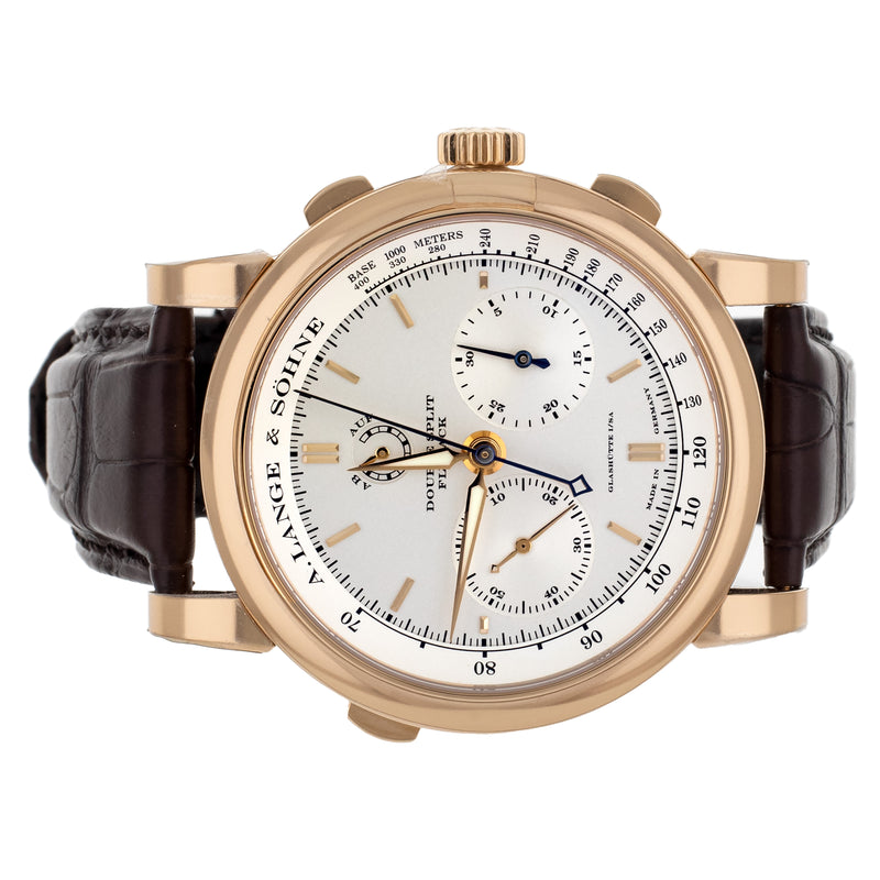 A. Lange & Sohne Double Split Silver Dial Rose Gold Manual 43MM 404.032 Full Set