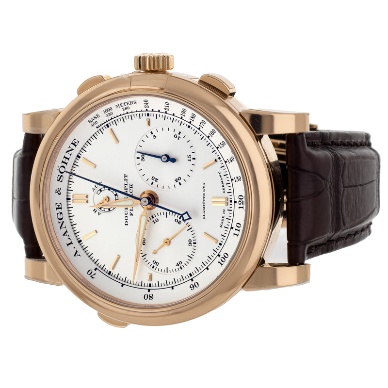A. Lange & Sohne Double Split Silver Dial Rose Gold Manual 43MM 404.032 Full Set