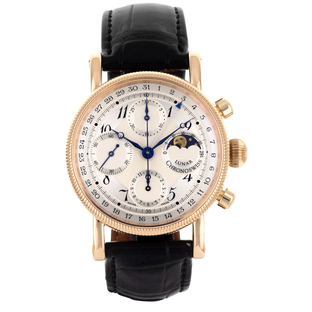 Chronoswiss Lunar Chronograph Rose Gold Steel 38mm CH 752 ILR Full Set