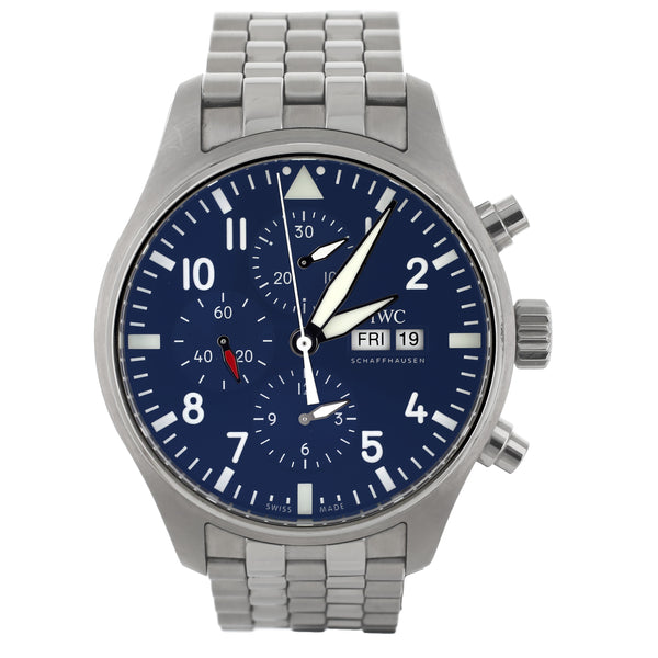 IWC PIlot's Watch Chronograph Le Petit Prince Blue Dial 43mm IW377717 Full Set