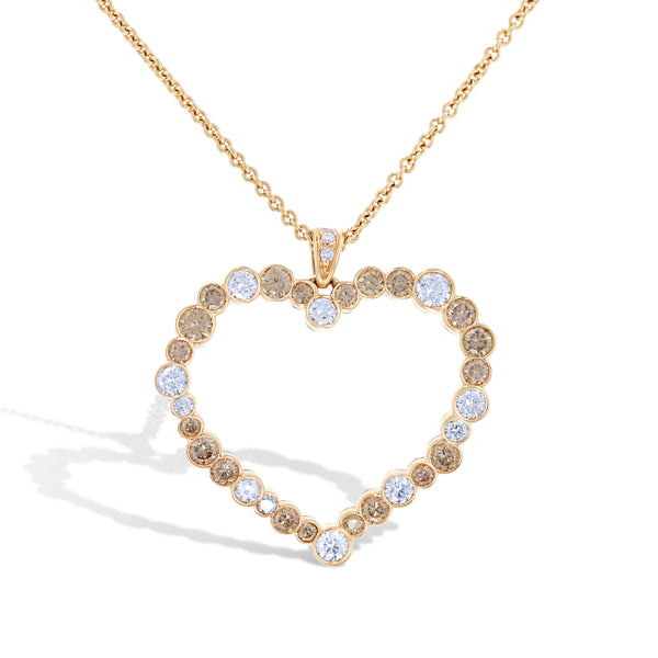 Leo Pizzo 18K Rose Gold Brown Diamond with a White Diamond Heart Necklace