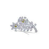 Platinum Yellow Diamond Floral Brooch