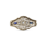 Vintage Diamond Pin With Blue Sapphires