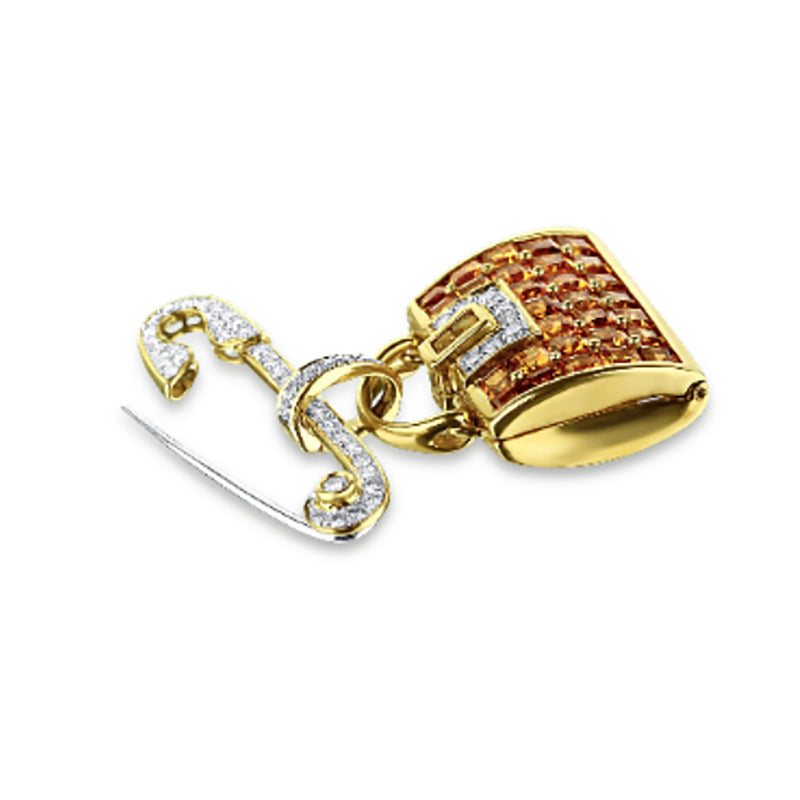 Citrine And Diamond Hinged Purse Pin