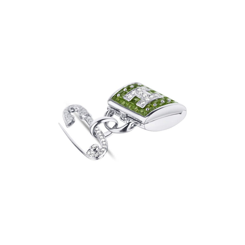 Initial Peridot And Diamond Hinged Purse Pin