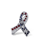 14K White Gold Ribbon Pin With Sapphires And Diamonds