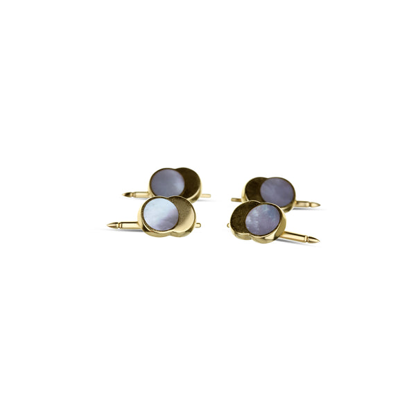14K Yellow Gold And White Mother-Of-Pearl Tuxedo Buttons