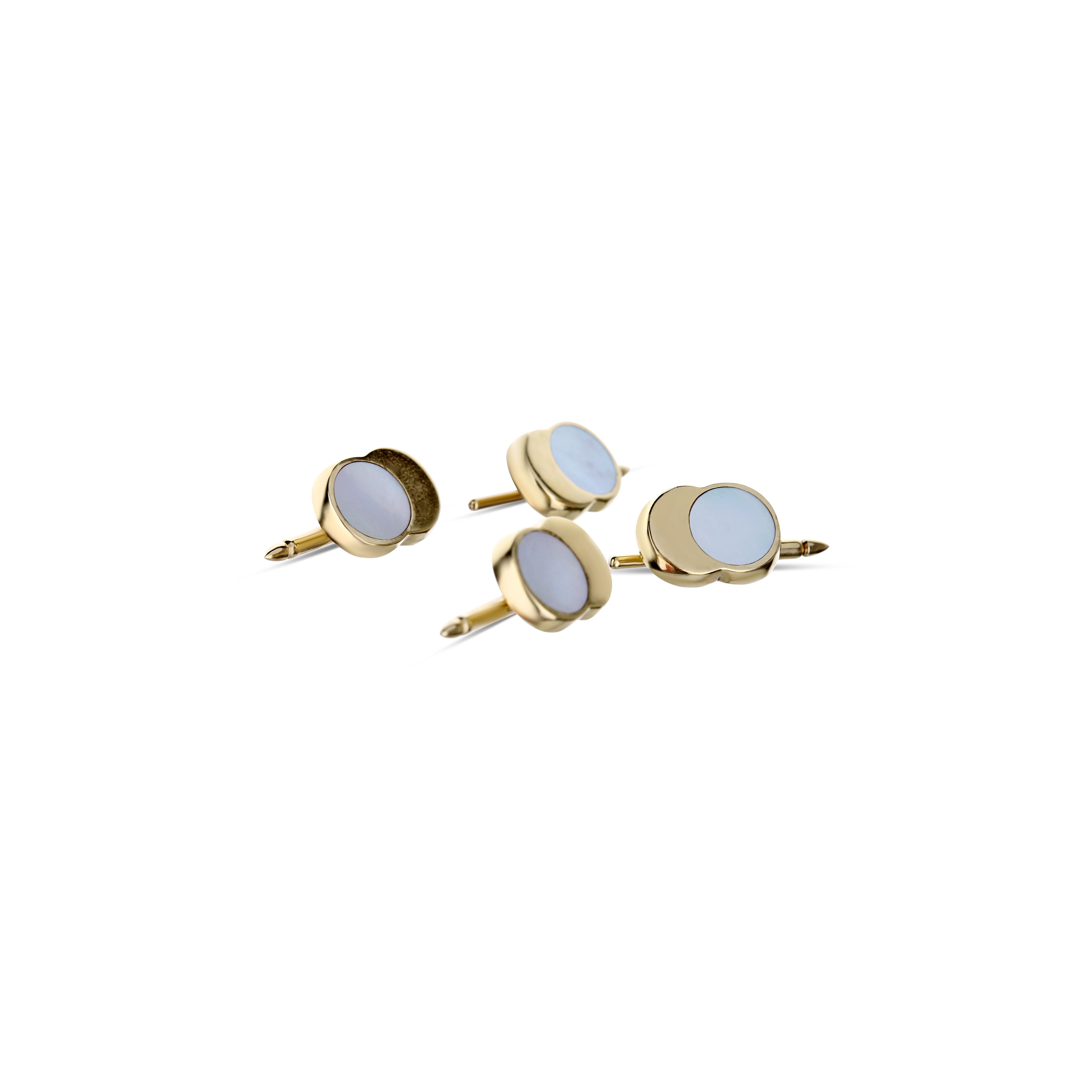 14K Yellow Gold And White Mother-Of-Pearl Tuxedo Buttons