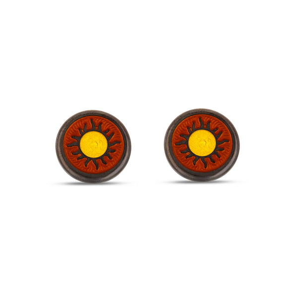 Sterling Silver Red Background Celestial Cufflinks
