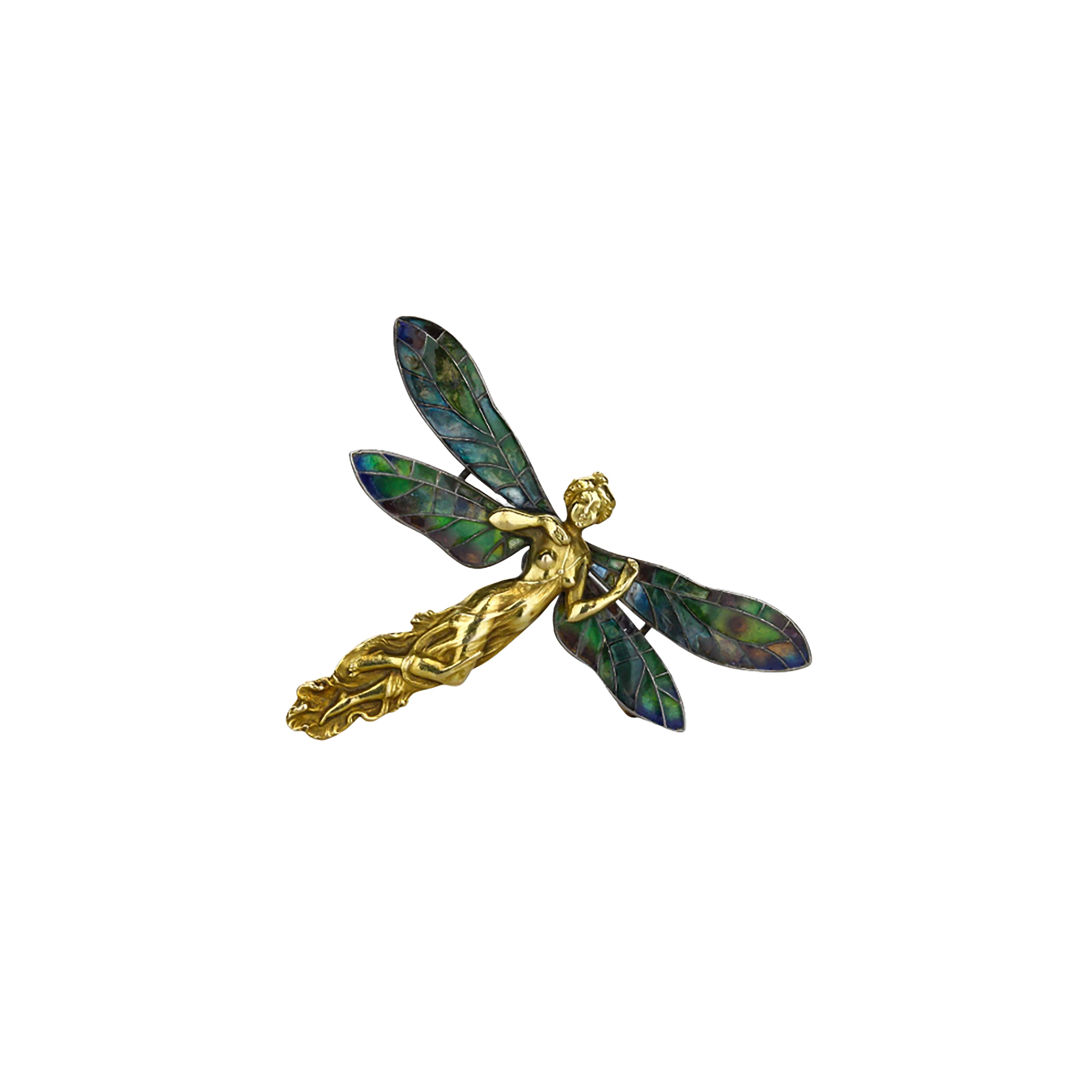 Art Nouveau Butterfly Pin With Enamel Wings