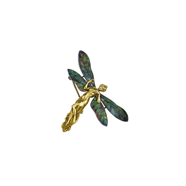 Art Nouveau Butterfly Pin With Enamel Wings