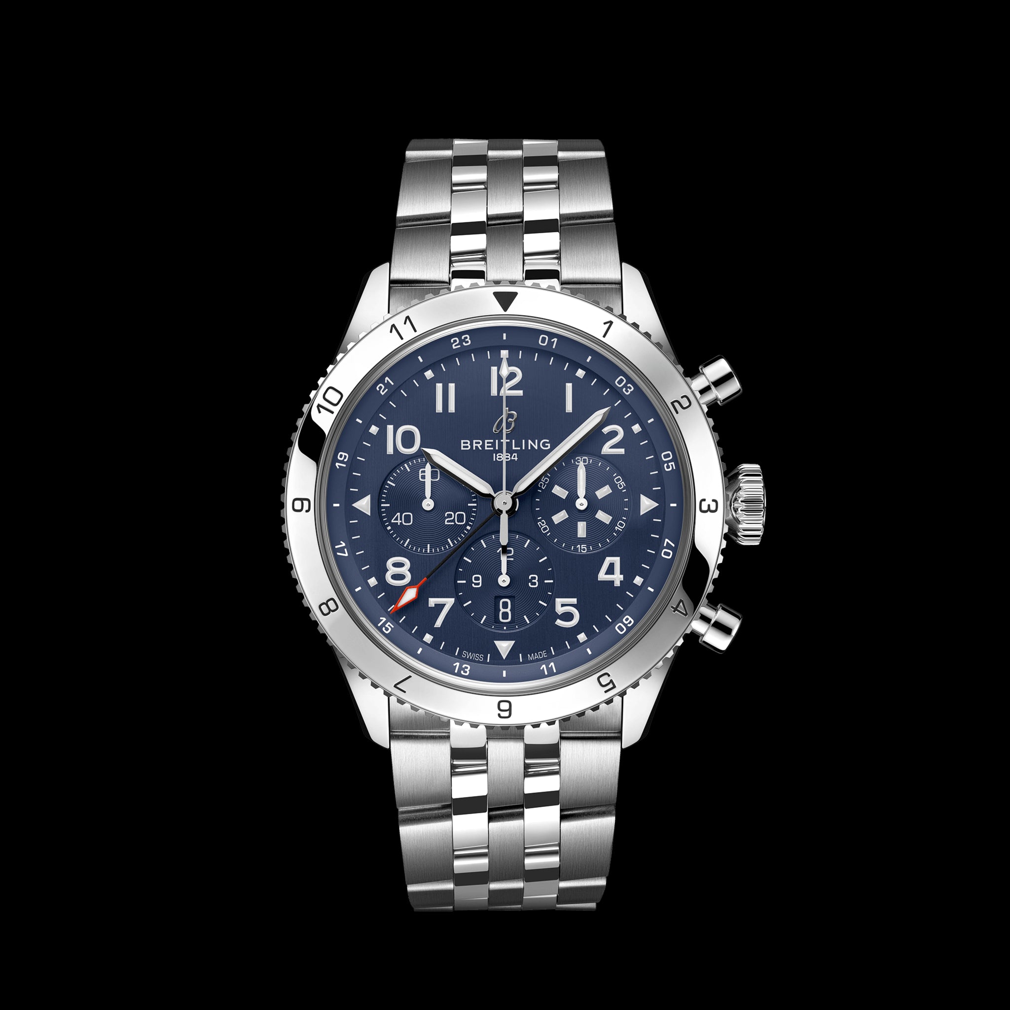 Breitling Super Avi B04 Chronograph Gmt Tribute To Vought F4U Corsair Watch, 46mm Blue Dial, AB04451A1C1A1