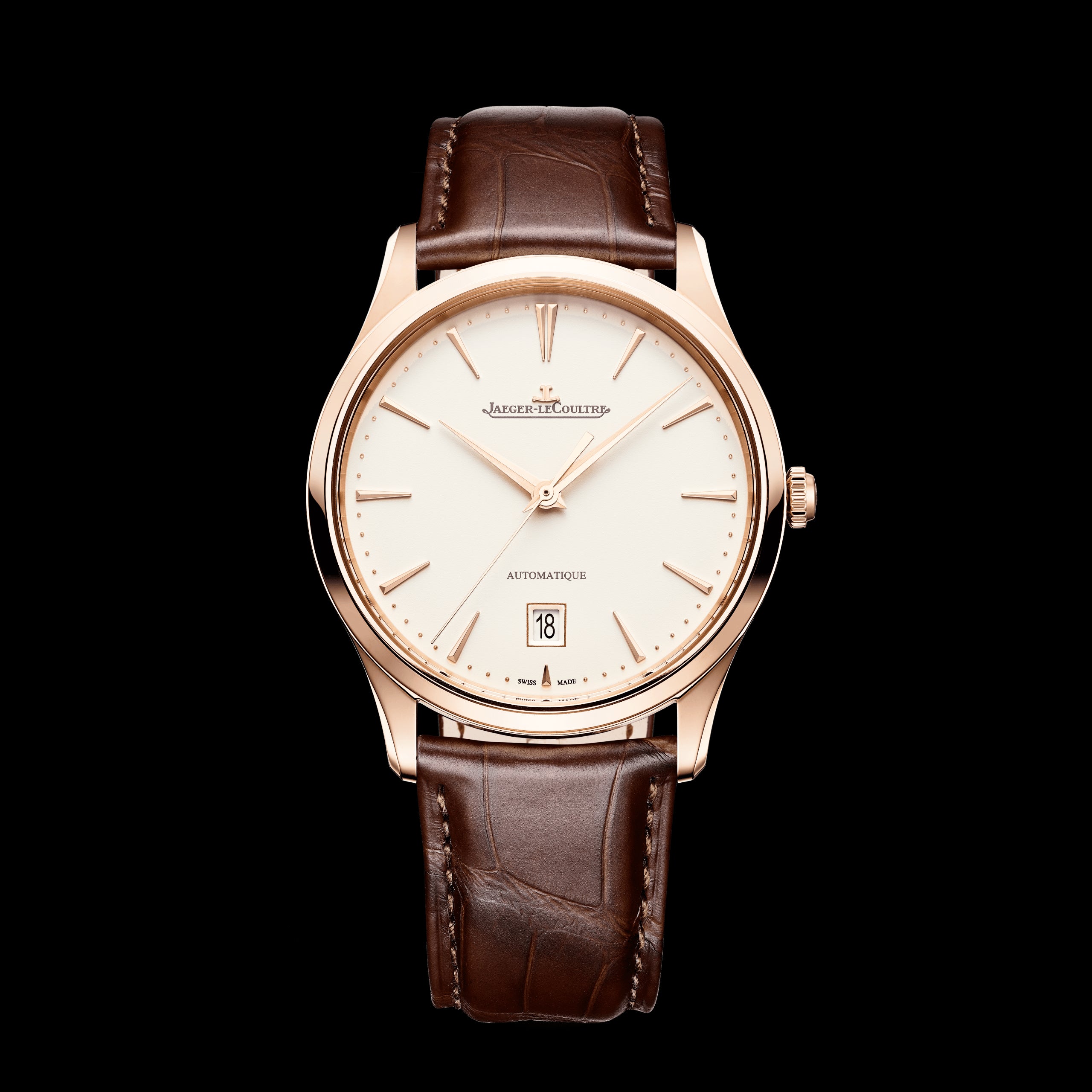 Jaeger LeCoultre Master Ultra Thin Date Watch 39mm Eggshell Dial Q12