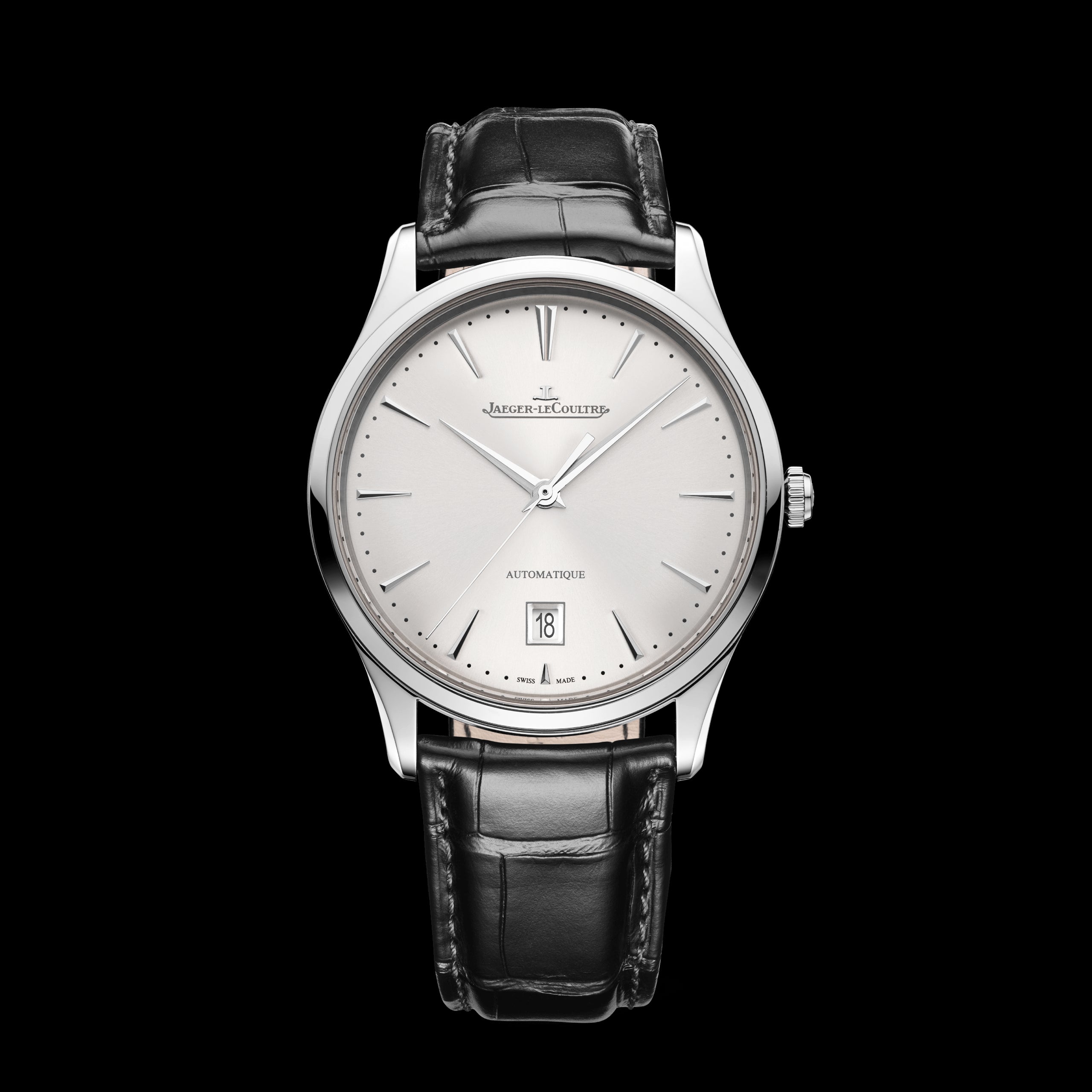 Jaeger LeCoultre Master Ultra Thin Date Watch 39mm Silver Dial Q1238