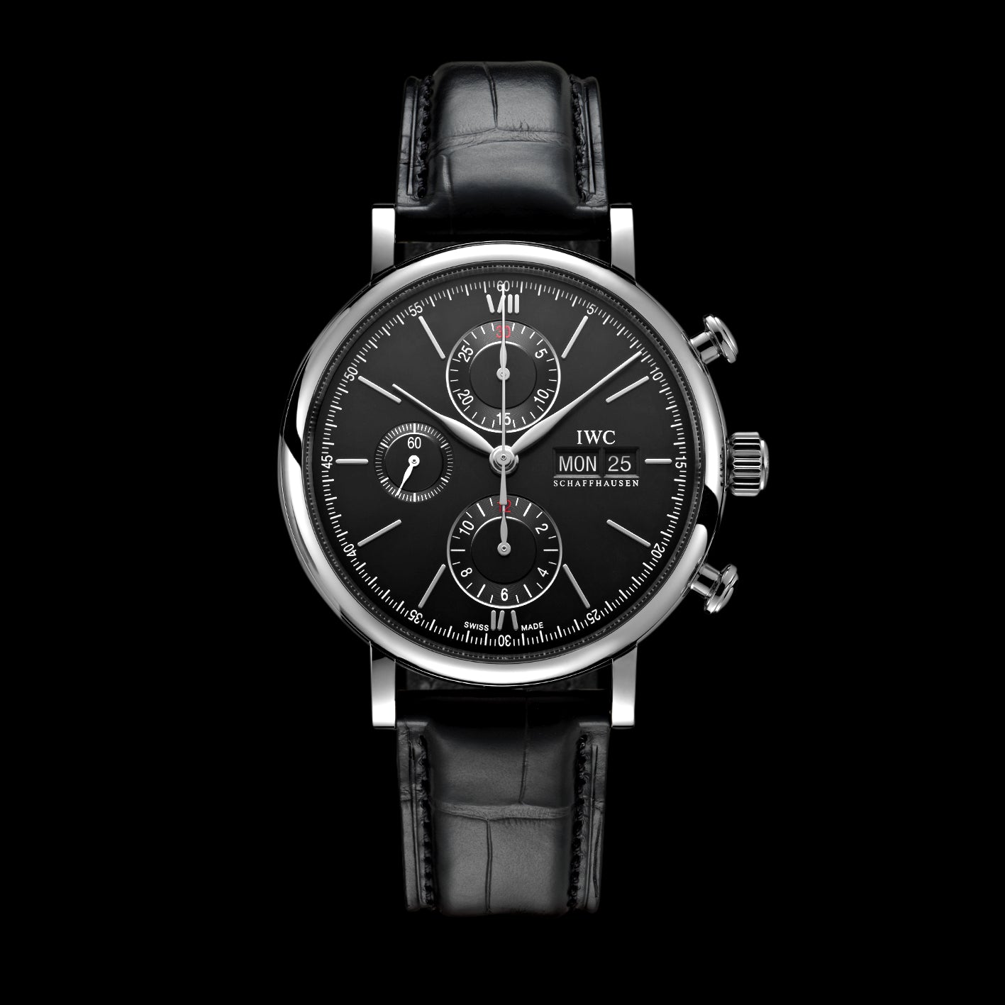 IWC Portofino Chronograph Watch 42mm Black Dial IW391029