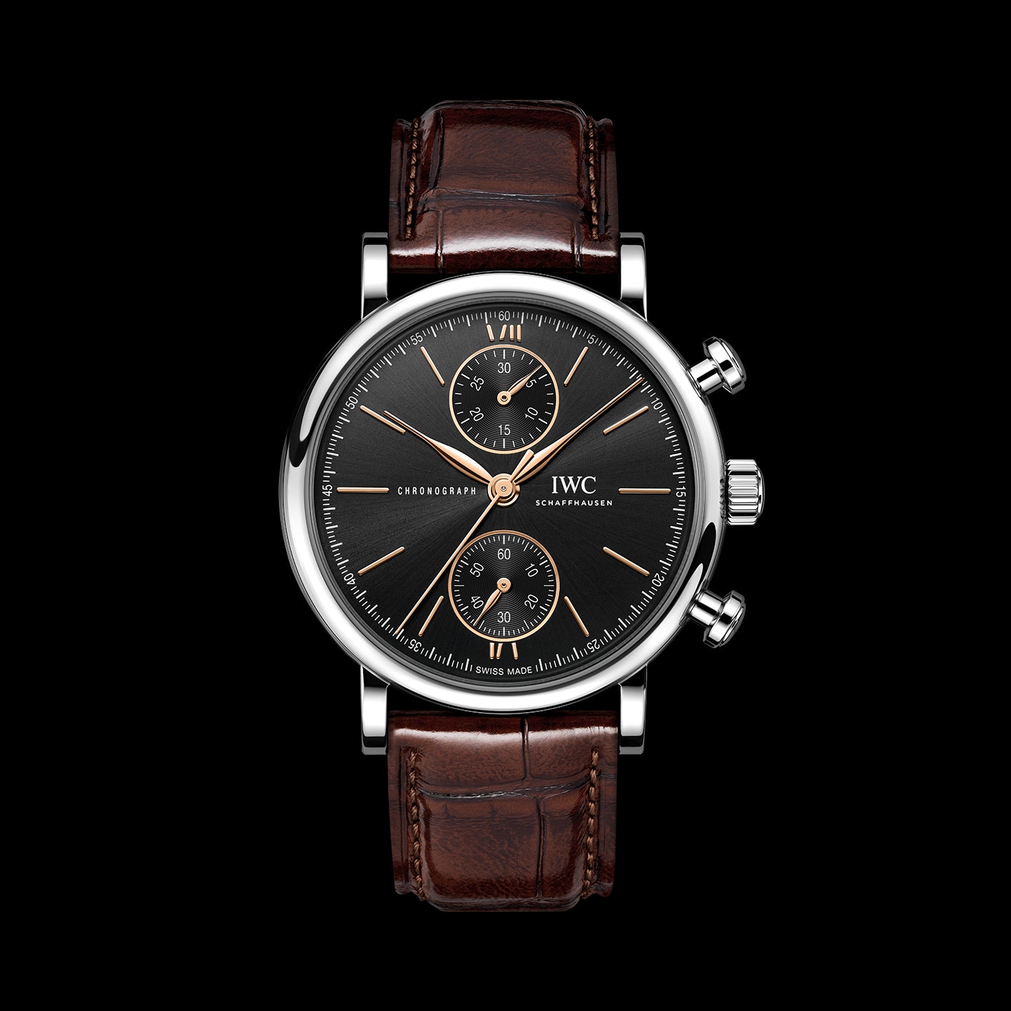 IWC Portofino Chronograph 39 Watch, 39mm Black Dial, IW391404 | Burdeen's Jewelry