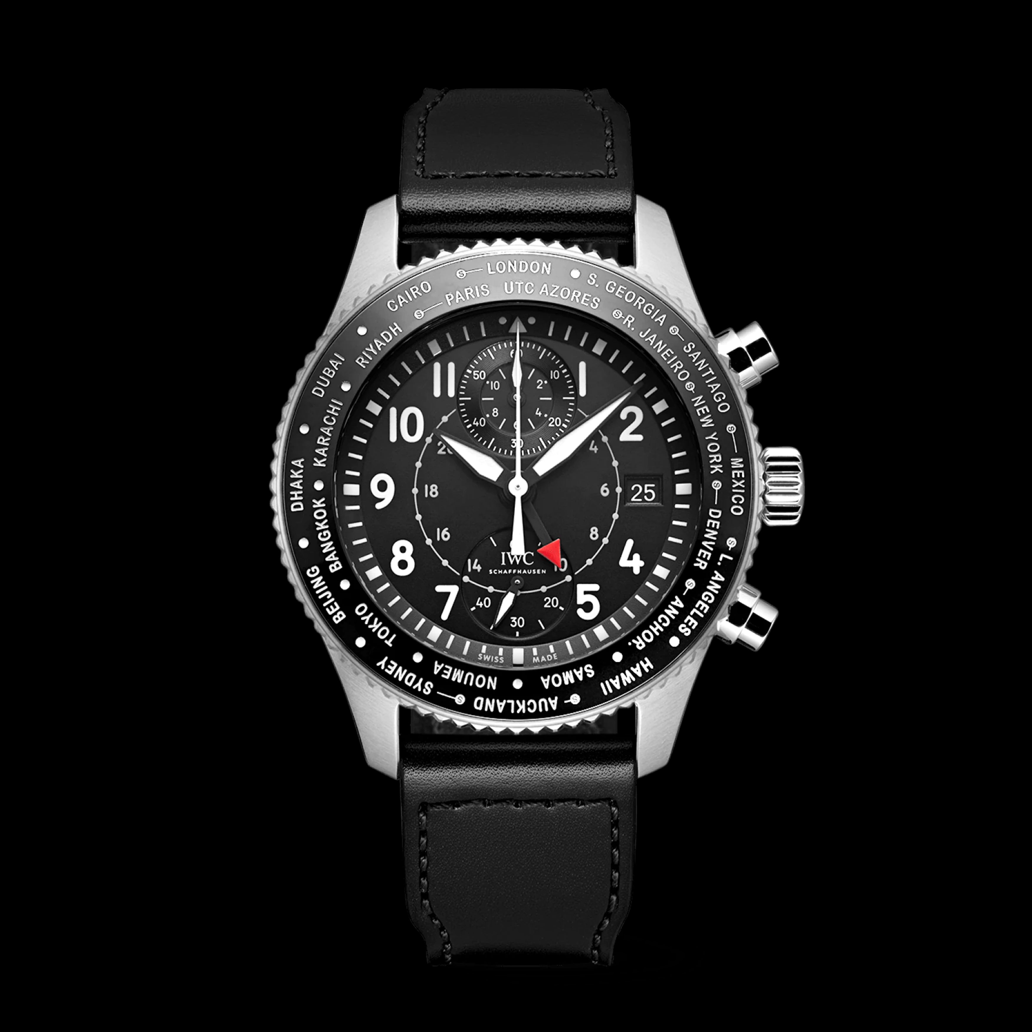 IWC Pilot S Watch Timezoner Chronograph Watch 46mm Black Dial IW3950