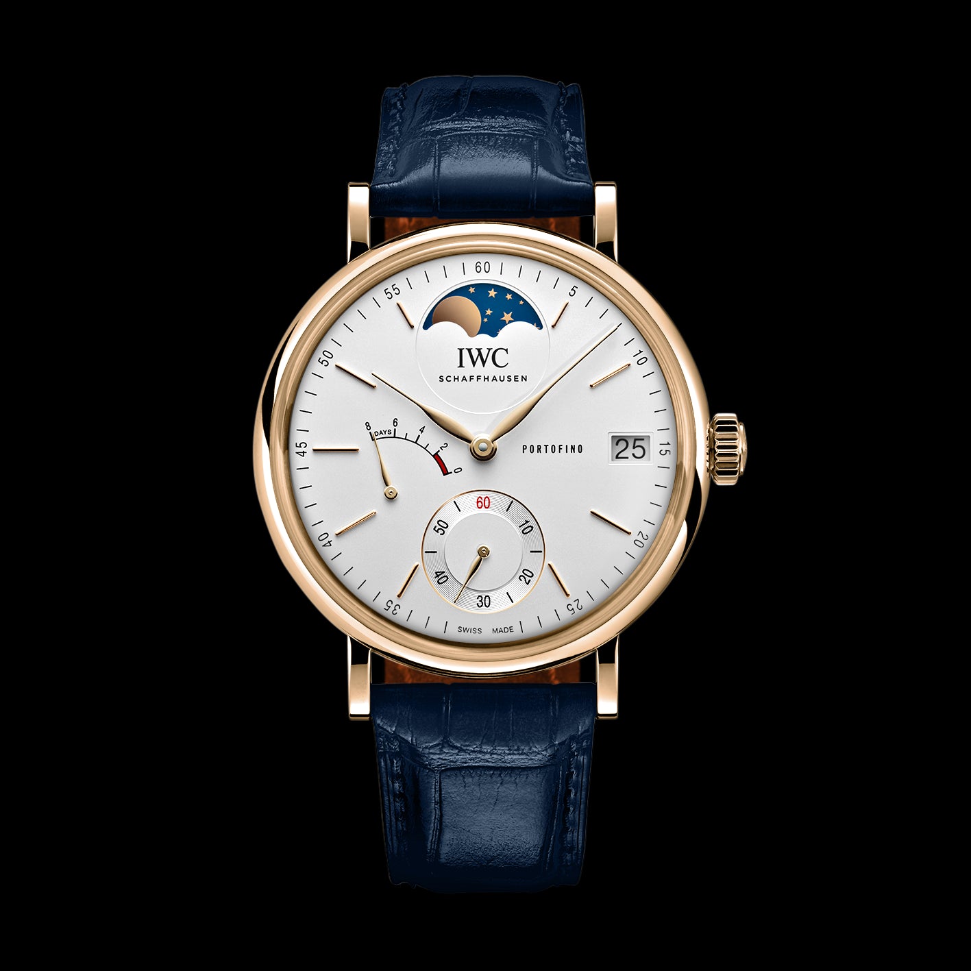 IWC Portofino Hand-Wound Moon Phase Watch, 45mm White Dial, IW516409