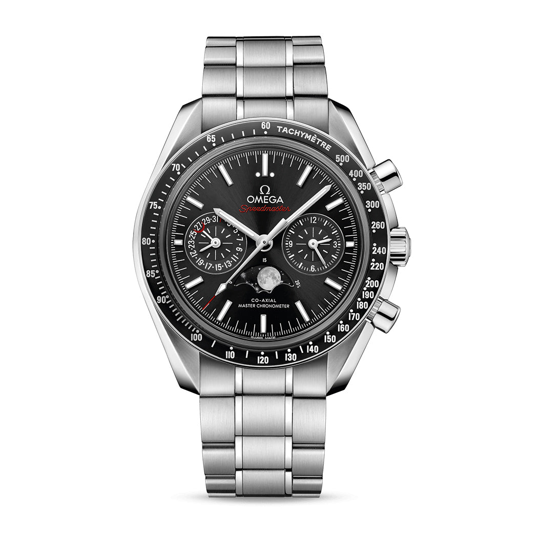 Omega Speedmaster Moonphase Co-Axial Master Chronometer Moonphase Chronograph Watch, 44.3mm Black Dial, 30430445201001