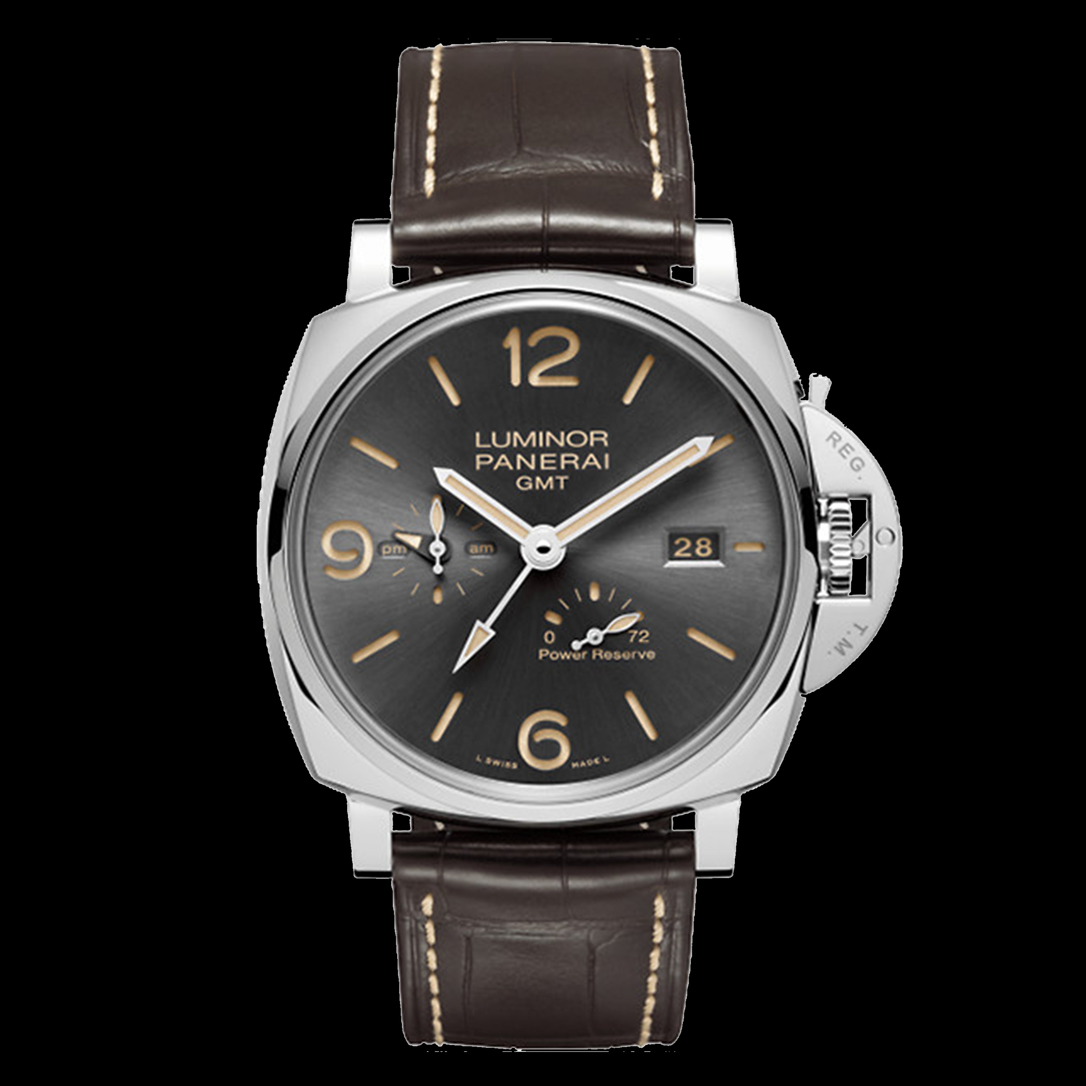 Panerai Luminor Due Gmt Power Reserve Watch 45mm Grey Dial PAM00944