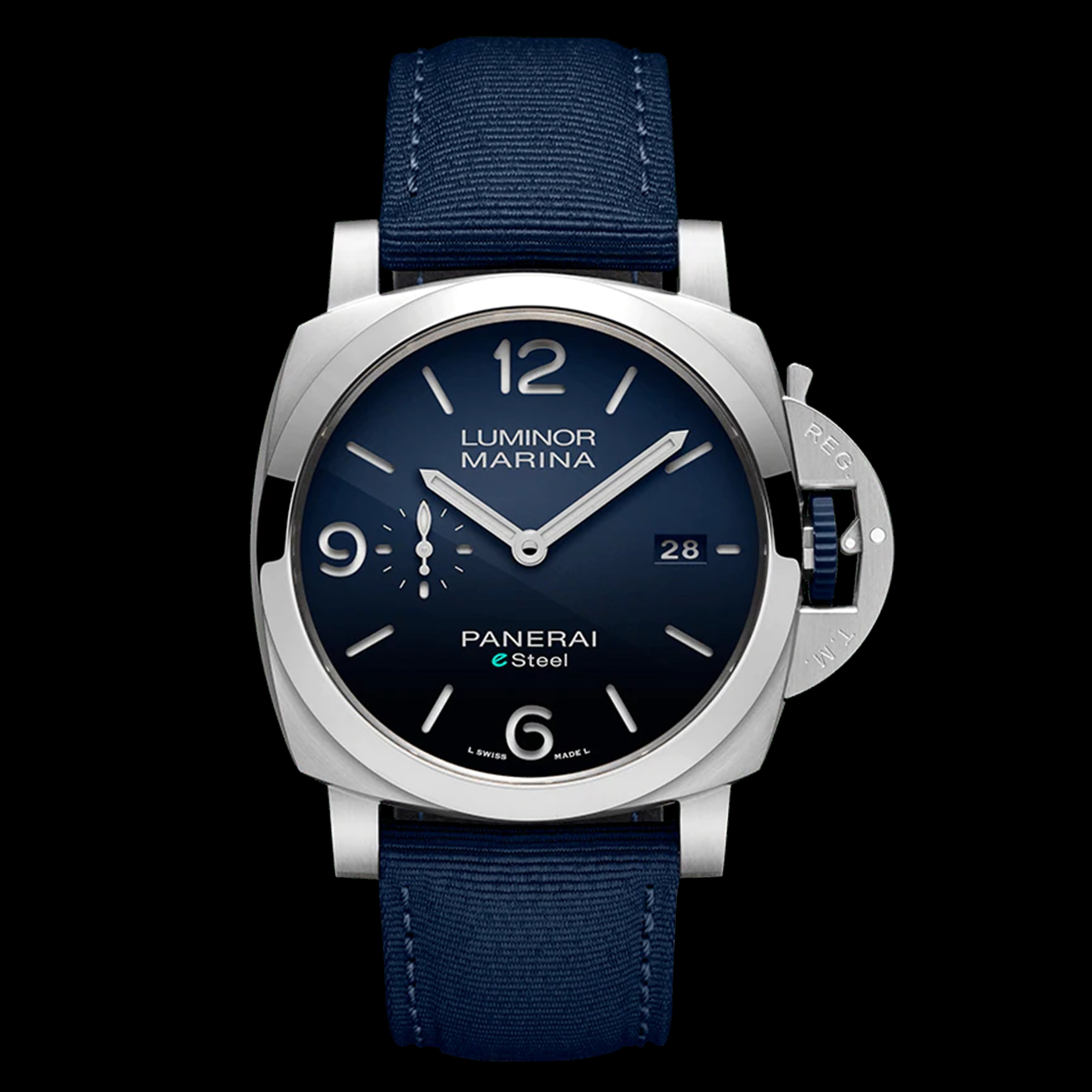Panerai Luminor Marina Esteel Blu Profondo Watch, 44mm Blue Dial, PAM01157