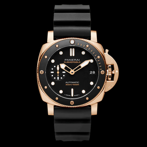 Panerai Submersible Goldtech Watch, 42mm Black Dial, PAM01164