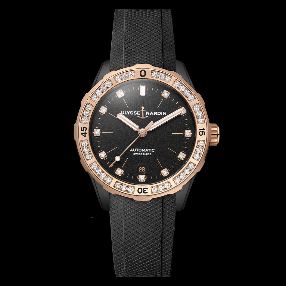 Ulysse Nardin Lady Diver Watch, 39mm Black Dial, 8165-182B-3/BLACK
