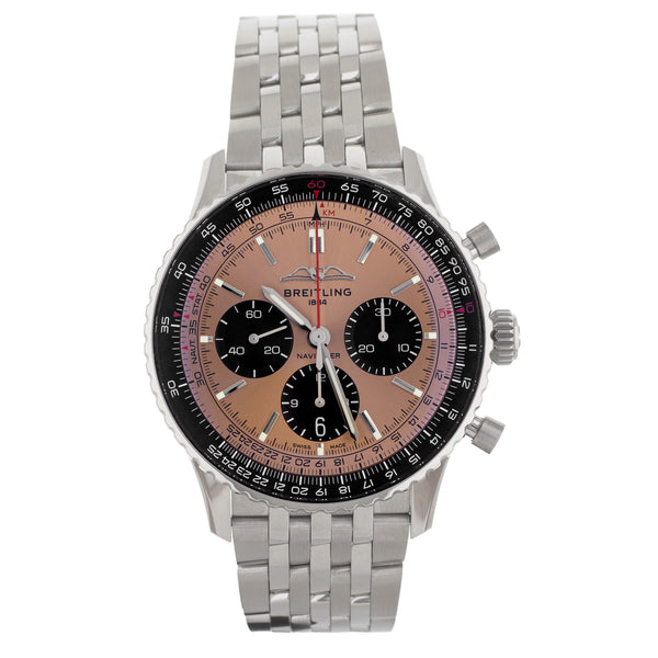 Breitling Navitimer B01 Chronograph Stainless Steel Salmon Dial 43mm AB0138 Full Set